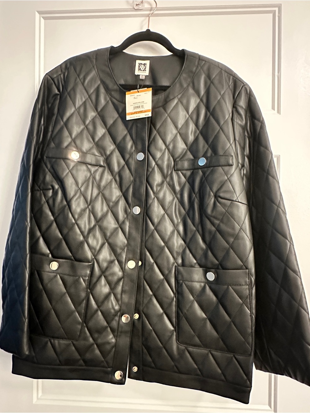 Anne Klein Quilted Faux Leather Jacket - Black